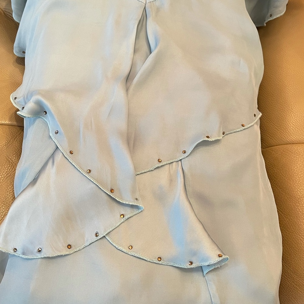 Aqua Ruffled Top